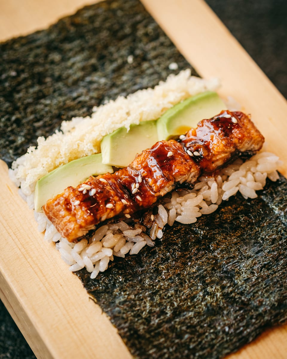 Unagi handroll at Momiji Omakase