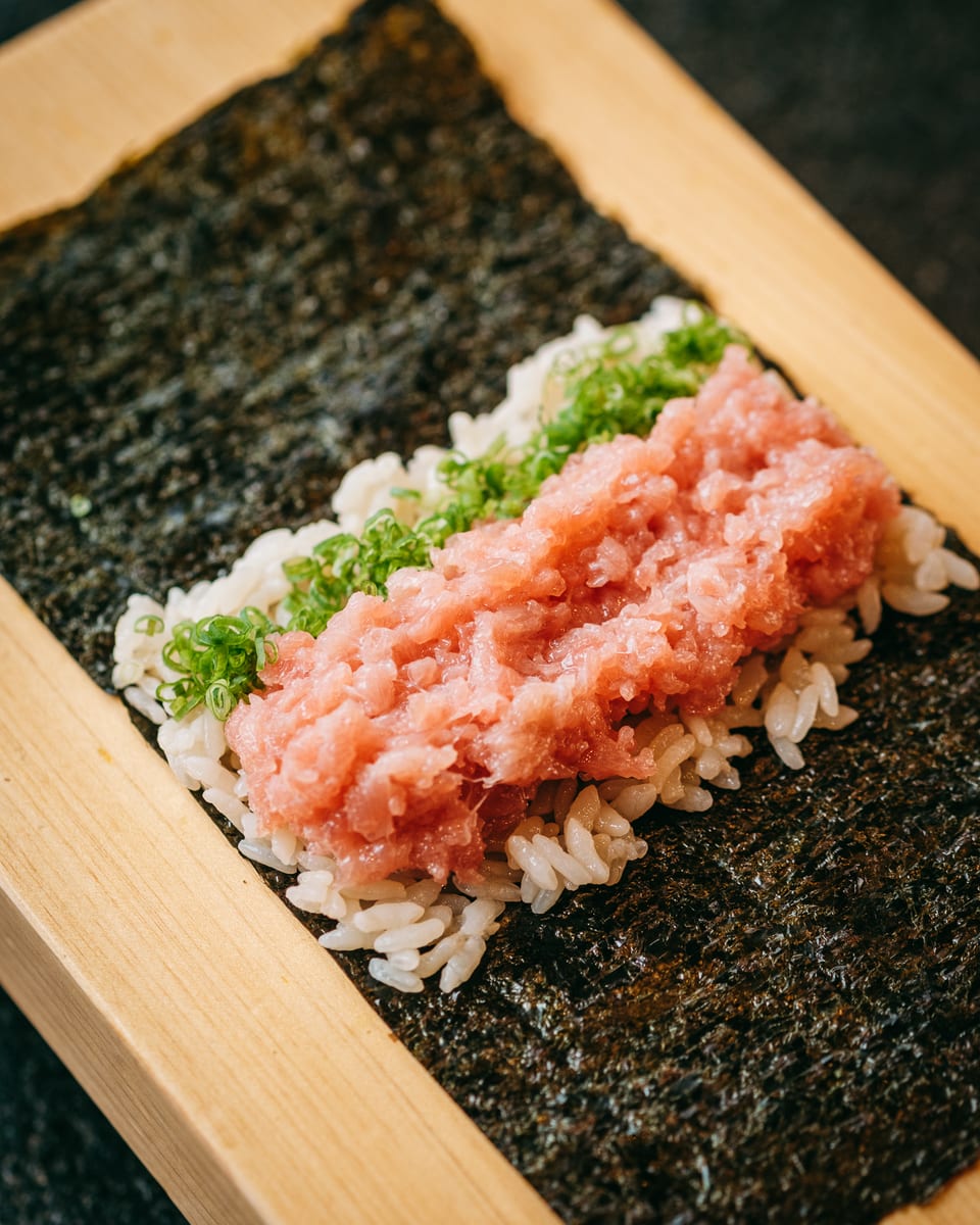 Negitoro handroll at Momiji Omakase
