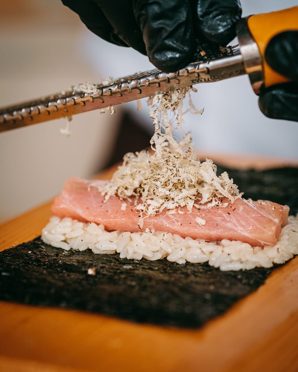 Otoro Truffle handroll at Momiji Omakase