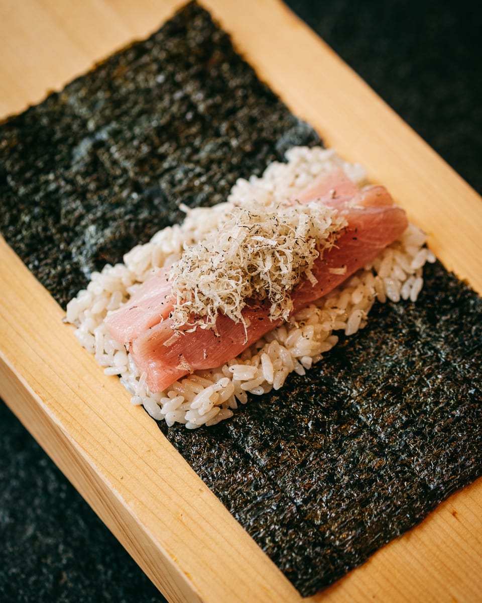 Otoro Truffle handroll at Momiji Omakase