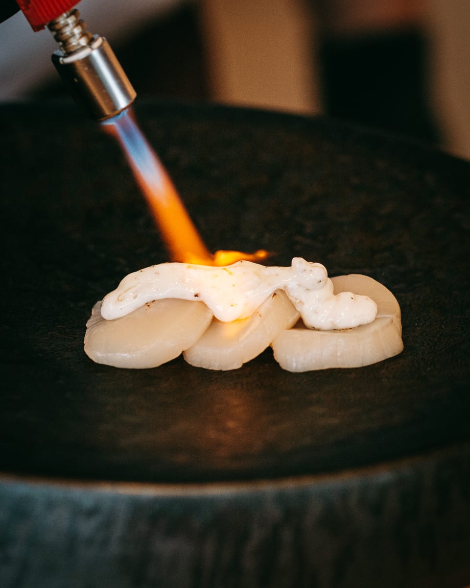 Hotate Truffle handroll at Momiji Omakase